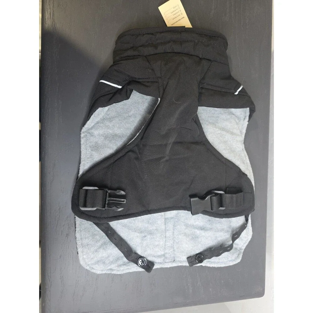Queenmore Winter Dog Coat Waterproof Puffer Fleece Snowsuit, Black Small